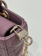 DIOR SMALL LADY D-JOY 22 PURPLE LAMBSKIN