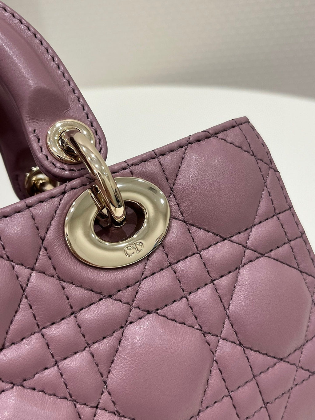 DIOR SMALL LADY D-JOY 22 PURPLE LAMBSKIN