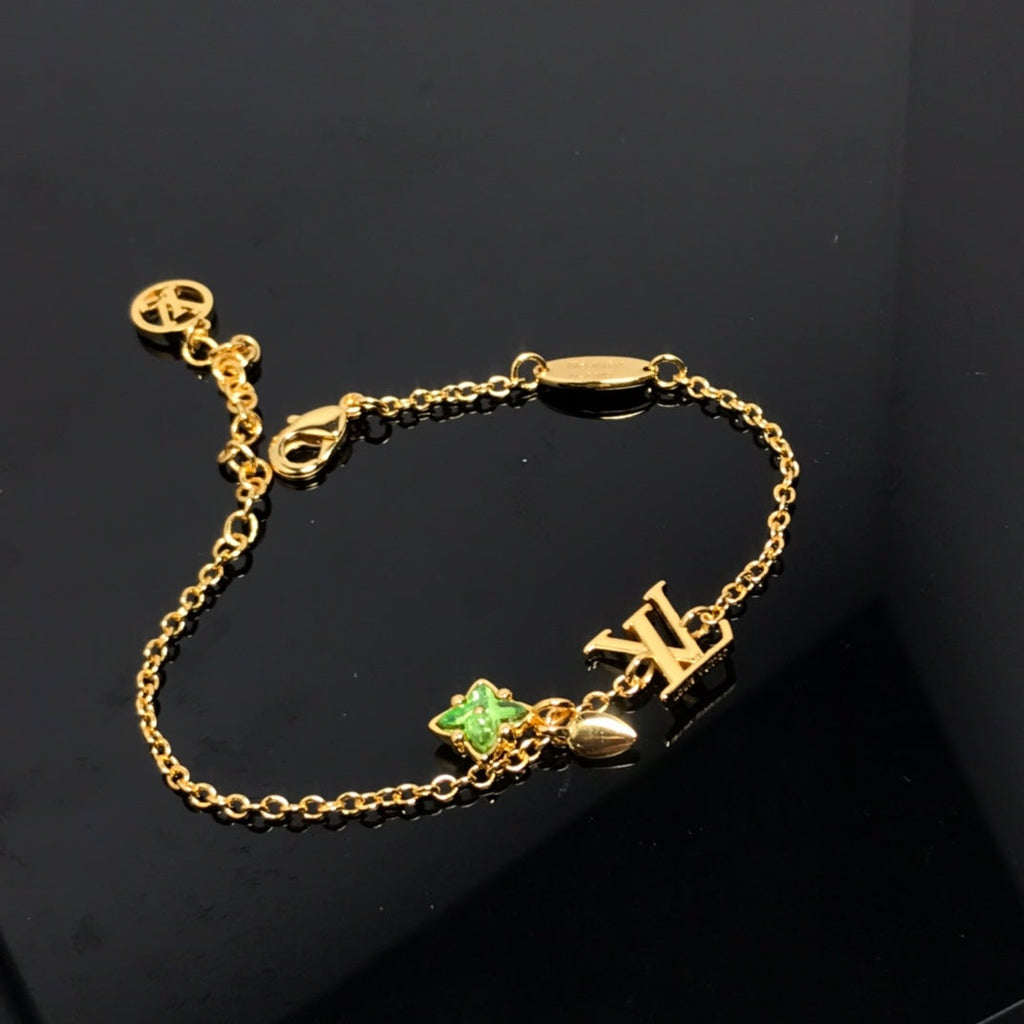Louis Vuitton LOGO MALACHITE STAR GOLD BRACELET