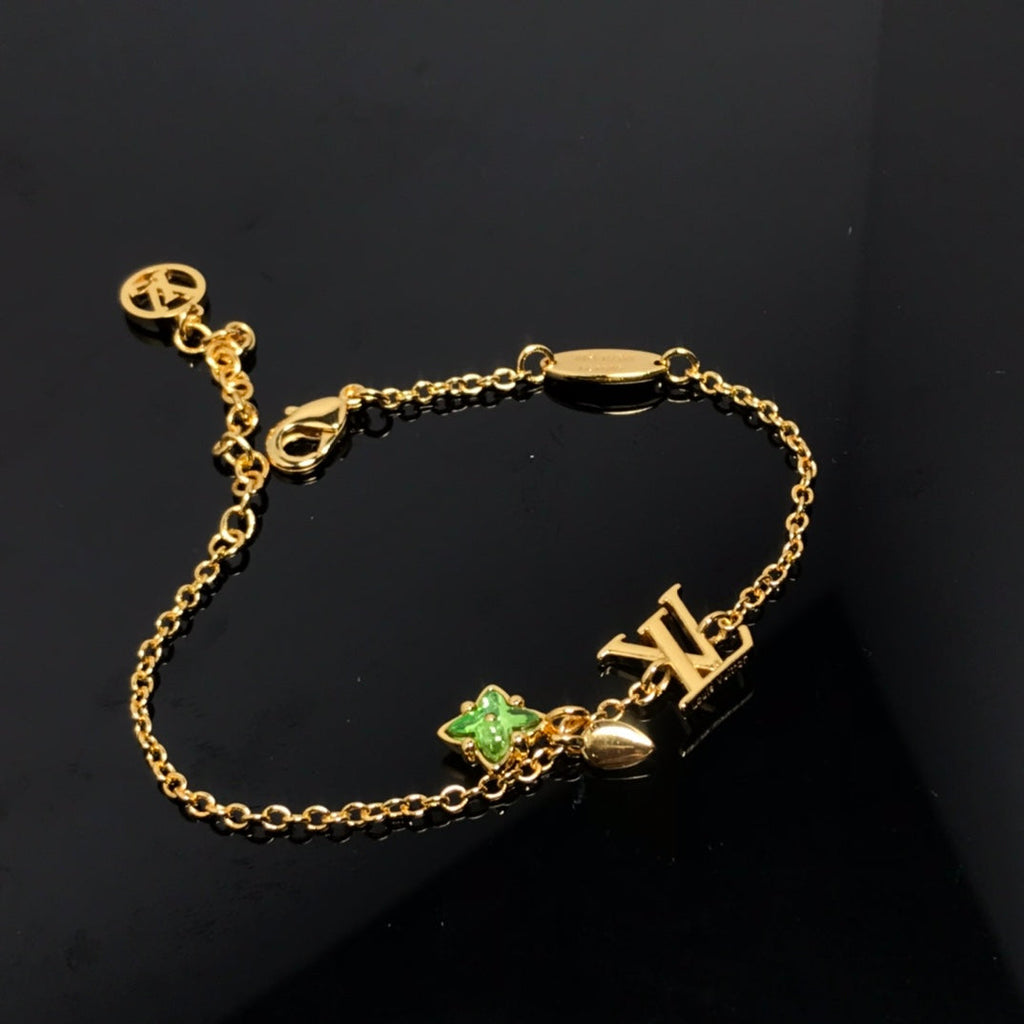 Louis Vuitton LOGO MALACHITE STAR GOLD BRACELET
