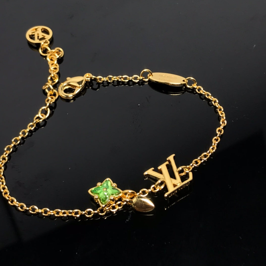 Louis Vuitton LOGO MALACHITE STAR GOLD BRACELET