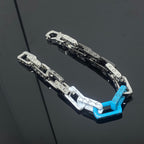 Louis Vuitton MONOGRAM BLACK SILVER BLUE CHAIN BRACELET