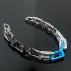 Louis Vuitton MONOGRAM BLACK SILVER BLUE CHAIN BRACELET