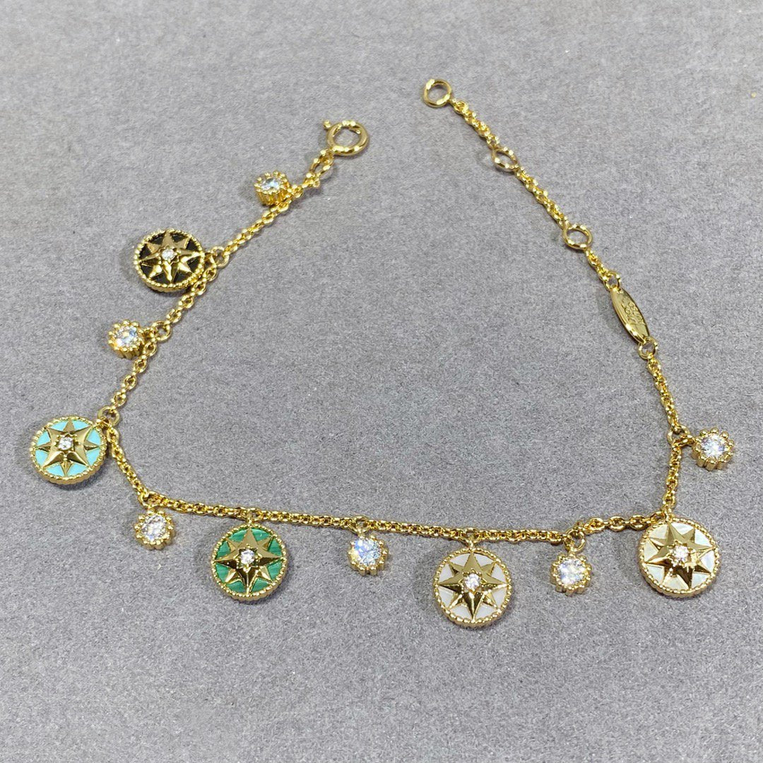 DIOR LUCKY STAR MULTI COLOR 5 MOTIF 6 DIAMOND BRACELET