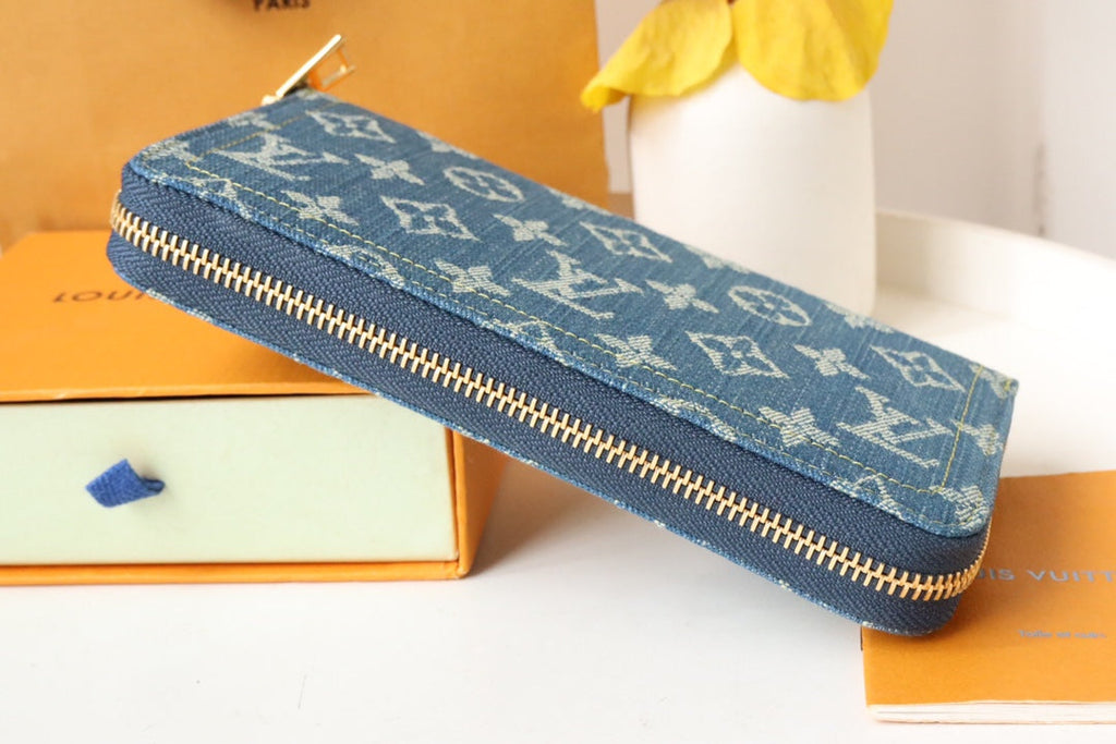 Louis Vuitton MONOGRAM DENIM LEATHER 19CM LONG WALLET
