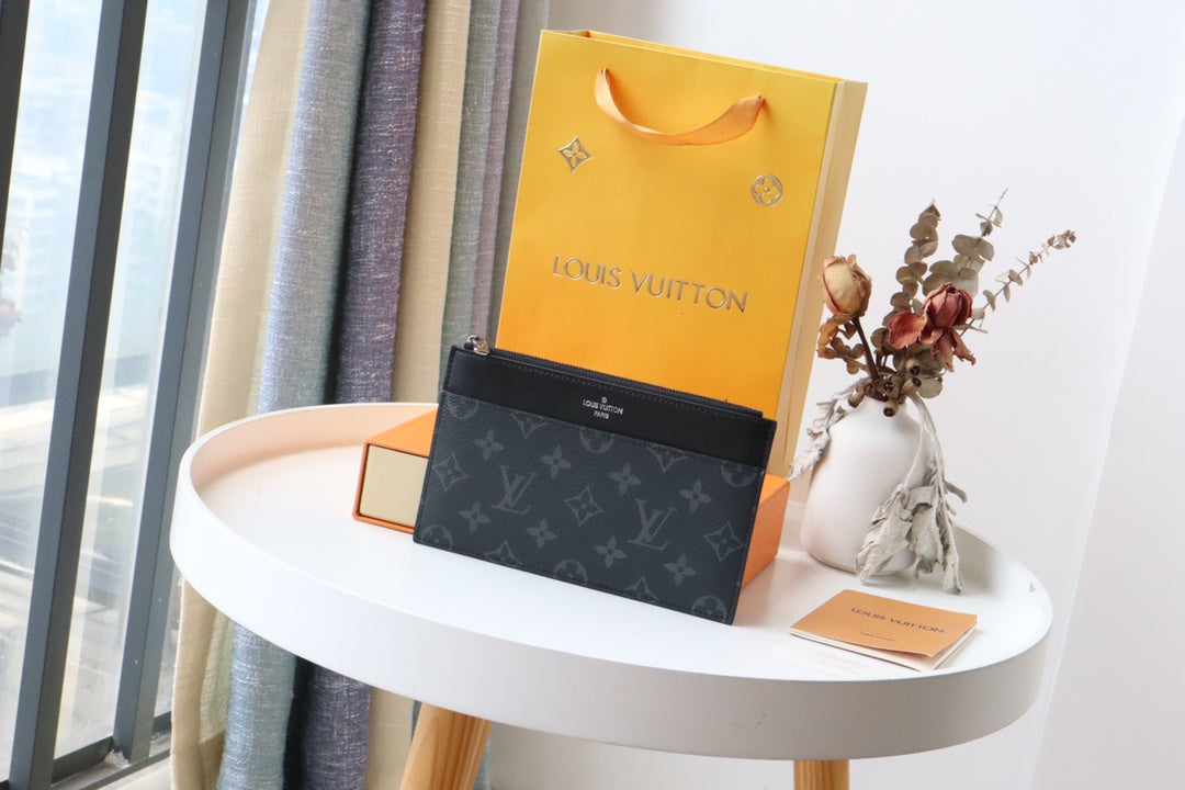 Louis Vuitton SLIM PURSE BLUE MONOGRAM CANVAS 20CM