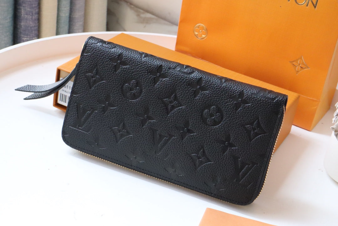 Louis Vuitton ZIPPY WALLET LONG PURSE BLACK MONOGRAM EMPREINTE LEATHER