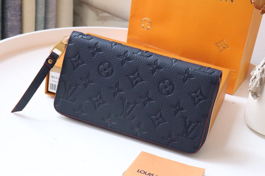 Louis Vuitton ZIPPY WALLET LONG PURSE BLUE RED EMPREINTE LEATHER