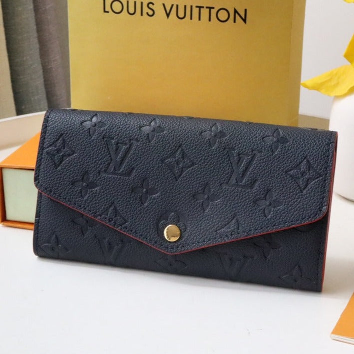 Louis Vuitton SARAH WALLET BLACK RED MONOGRAM EMPREINTE 19CM