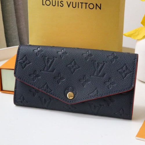 Louis Vuitton SARAH WALLET BLACK RED MONOGRAM EMPREINTE 19CM