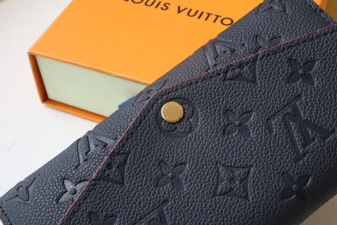 Louis Vuitton SARAH WALLET BLACK RED MONOGRAM EMPREINTE 19CM