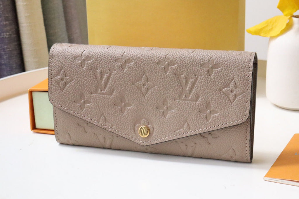 Louis Vuitton SARAH WALLET BEIGE MONOGRAM EMPREINTE 19CM