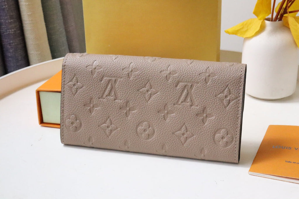 Louis Vuitton SARAH WALLET BEIGE MONOGRAM EMPREINTE 19CM
