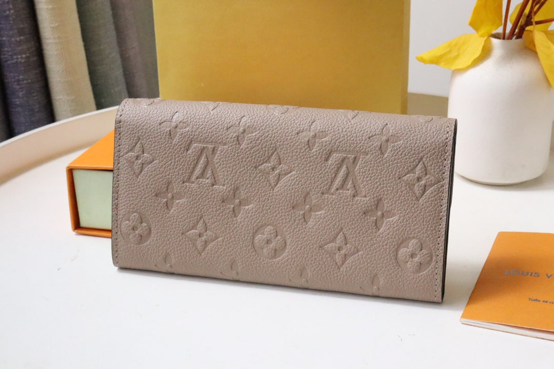 Louis Vuitton SARAH WALLET BEIGE MONOGRAM EMPREINTE 19CM