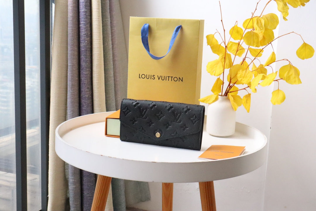 Louis Vuitton SARAH WALLET BLACK MONOGRAM EMPREINTE 19CM