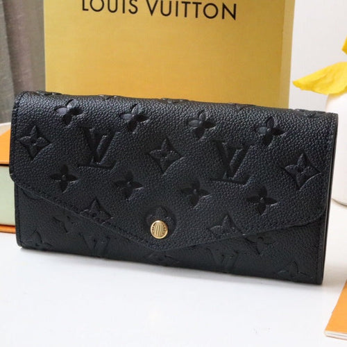 Louis Vuitton SARAH WALLET BLACK MONOGRAM EMPREINTE 19CM