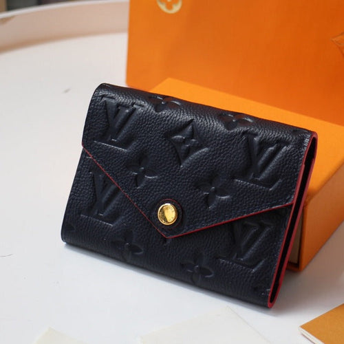 Louis Vuitton VICTORINE WALLET 12CM BLACK RED MONOGRAM EMPREINTE LEATHER