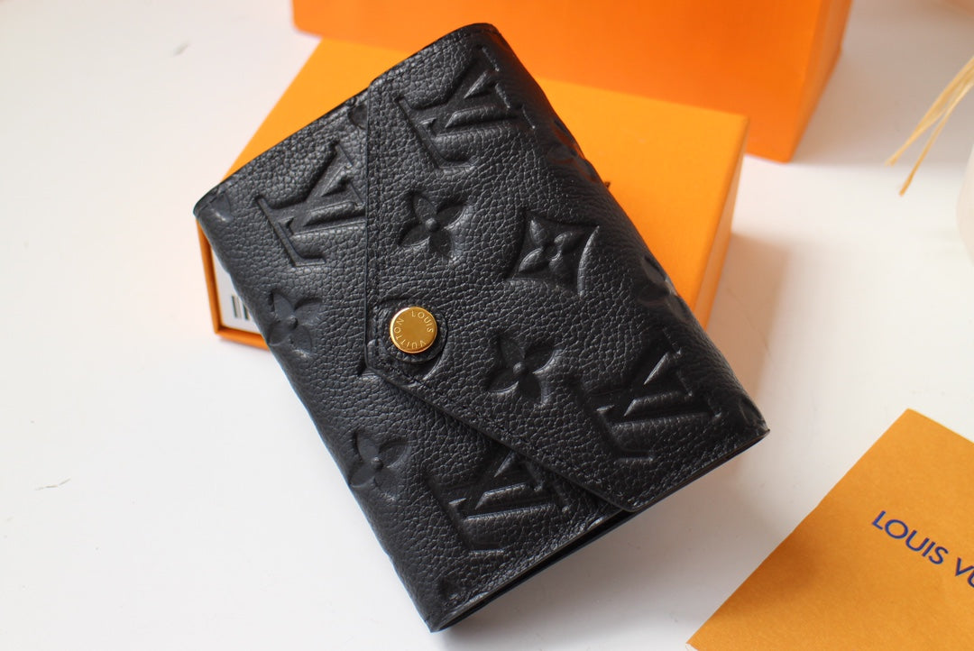 Louis Vuitton VICTORINE WALLET 12CM BLACK MONOGRAM EMPREINTE LEATHER
