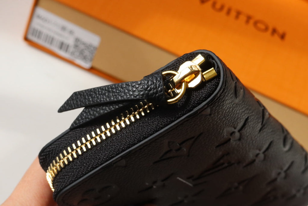Louis Vuitton CLEMENCE WALLET 20CM BLACK MONOGRAM EMPREINTE LEATHER