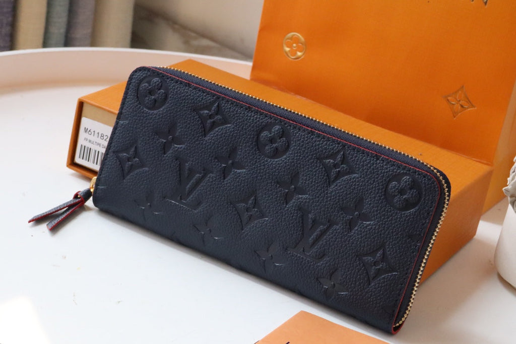 Louis Vuitton CLEMENCE WALLET 20CM BLUE RED MONOGRAM EMPREINTE LEATHER