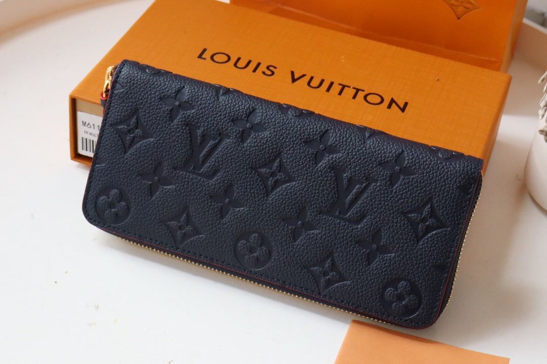 Louis Vuitton CLEMENCE WALLET 20CM BLUE RED MONOGRAM EMPREINTE LEATHER
