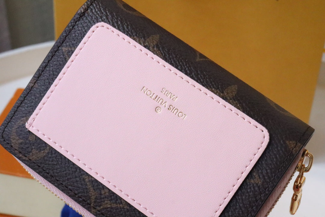 Louis Vuitton LOU WALLET 11.5CM BROWN PINK MONOGRAM CANVAS