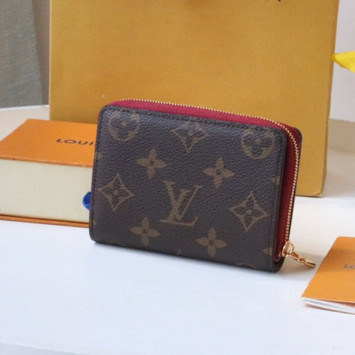 Louis Vuitton LOU WALLET 11.5CM BROWN RED MONOGRAM CANVAS