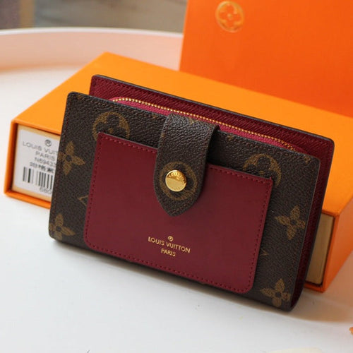 Louis Vuitton JULIETTE WALLET 13.5 BROWN RED MONOGRAM CANVAS