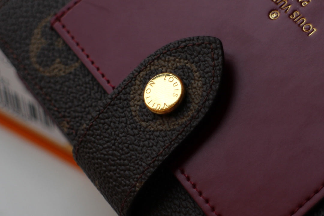 Louis Vuitton JULIETTE WALLET 13.5 BROWN RED MONOGRAM CANVAS