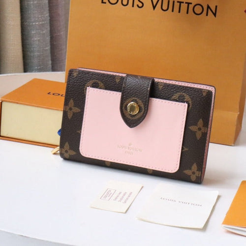 Louis Vuitton JULIETTE WALLET 13.5 BROWN PINK MONOGRAM CANVAS