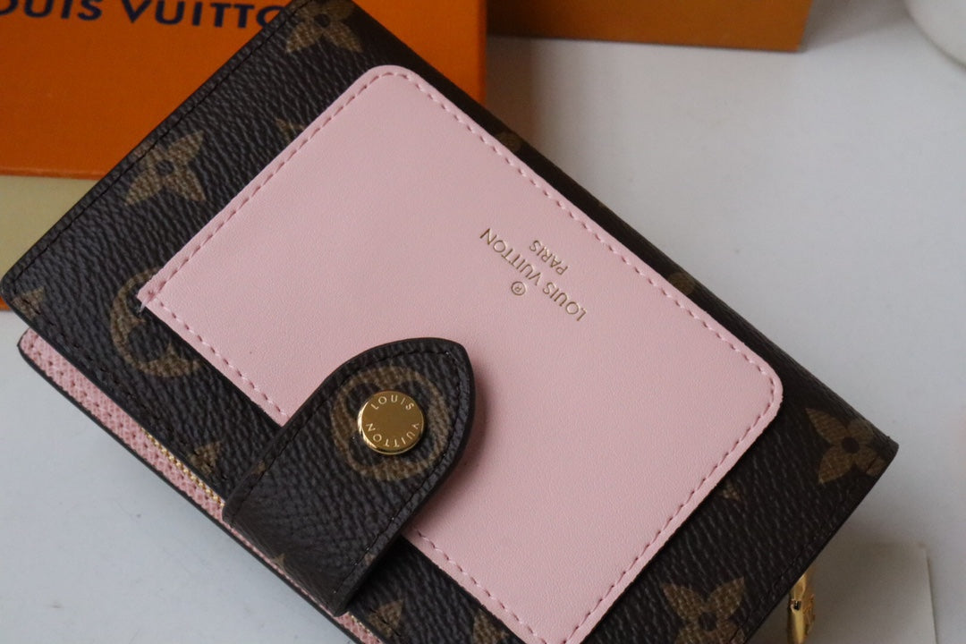 Louis Vuitton JULIETTE WALLET 13.5 BROWN PINK MONOGRAM CANVAS