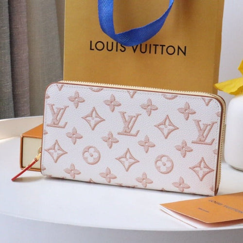 Louis Vuitton CLEMENCE WALLET 19.5 WHITE PINK MONOGRAM CANVAS