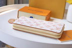 Louis Vuitton CLEMENCE WALLET 19.5 WHITE PINK MONOGRAM CANVAS