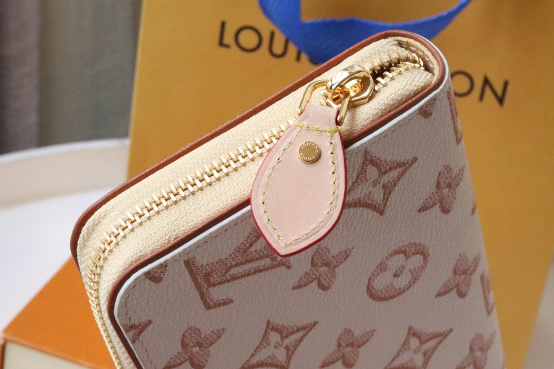 Louis Vuitton CLEMENCE WALLET 19.5 WHITE PINK MONOGRAM CANVAS