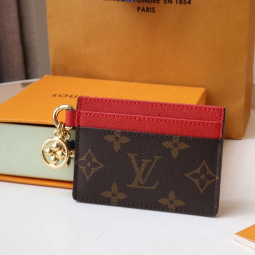 Louis Vuitton CHARM CARD HOLDER BROWN RED MONOGRAM CANVAS