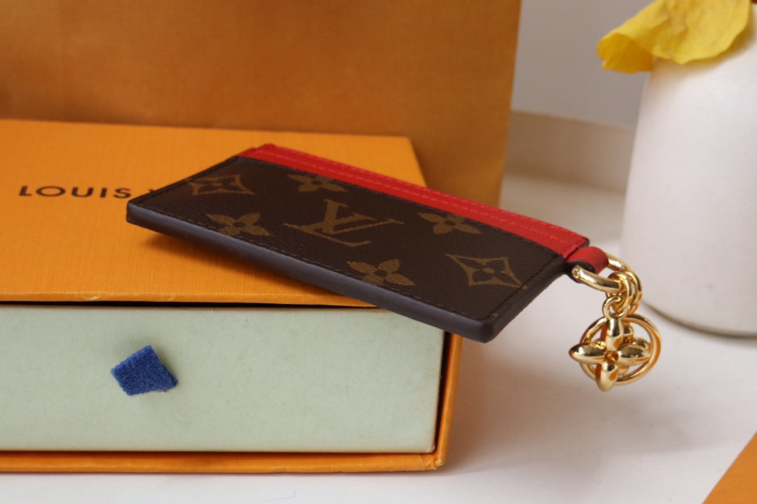 Louis Vuitton CHARM CARD HOLDER BROWN RED MONOGRAM CANVAS