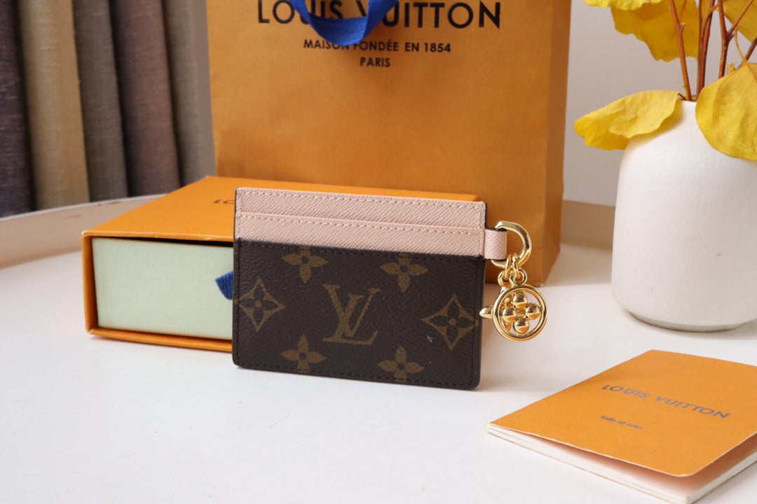 Louis Vuitton CHARM CARD HOLDER BROWN PINK MONOGRAM CANVAS