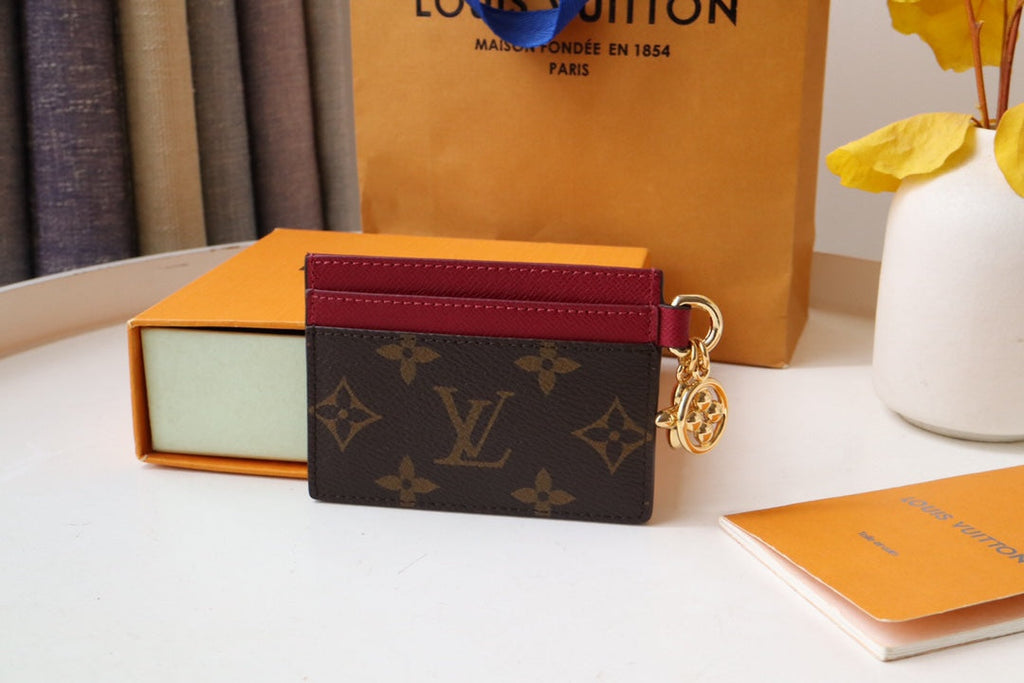 Louis Vuitton CHARM CARD HOLDER BROWN BURGUNDY MONOGRAM CANVAS