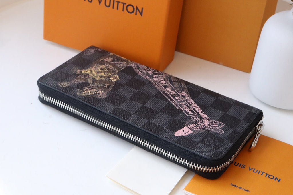 Louis Vuitton ZIPPY WALLET 20 BLACK CANVAS