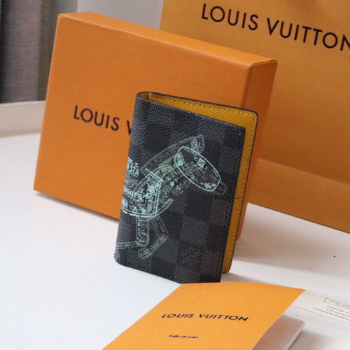 Louis Vuitton CARD CASE 8 BLACK CANVAS