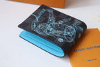 Louis Vuitton SLENDER WALLET 12 BLACK BLUE CANVAS