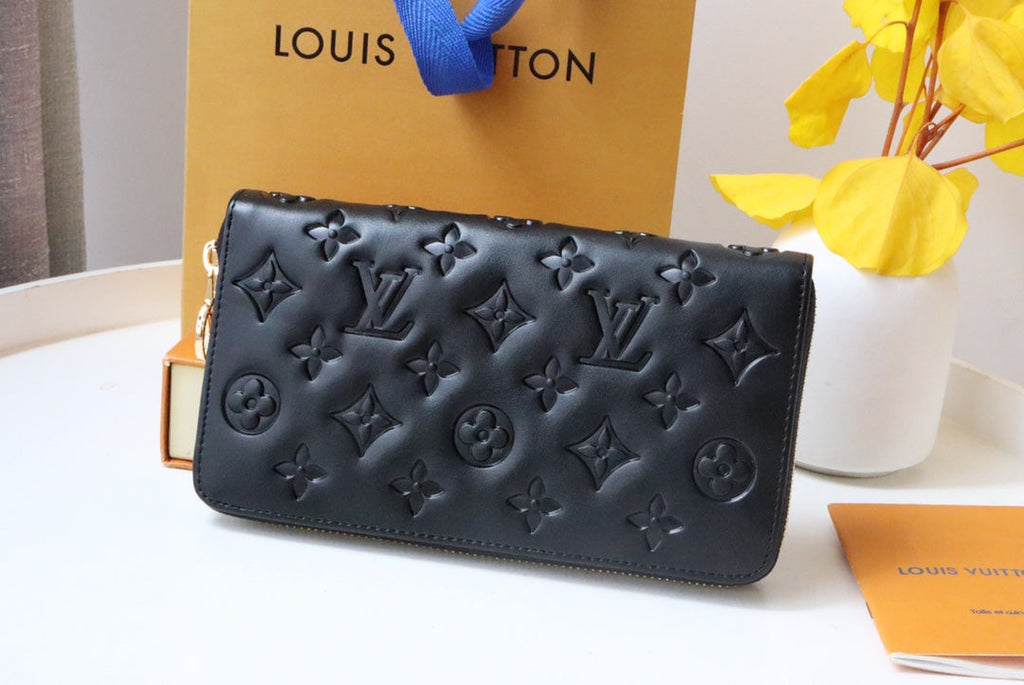 Louis Vuitton ZIPPY WALLET 19 BLACK EMBOSSED LAMBSKIN