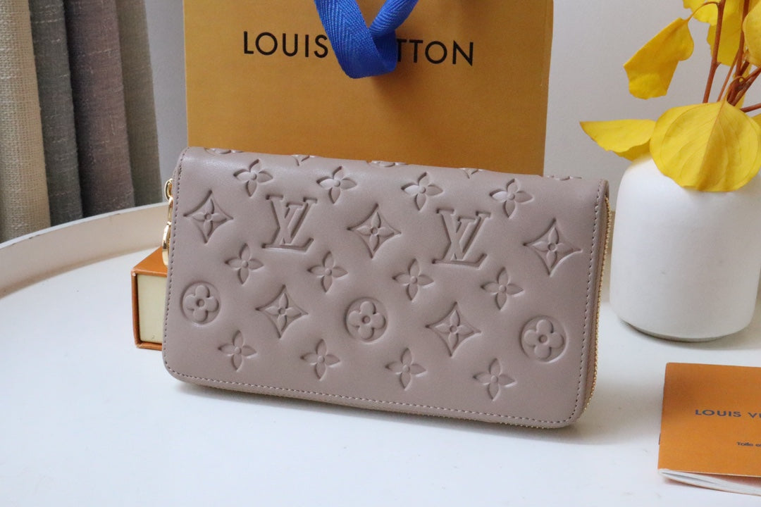 Louis Vuitton ZIPPY WALLET 19 BEIGE EMBOSSED LAMBSKIN