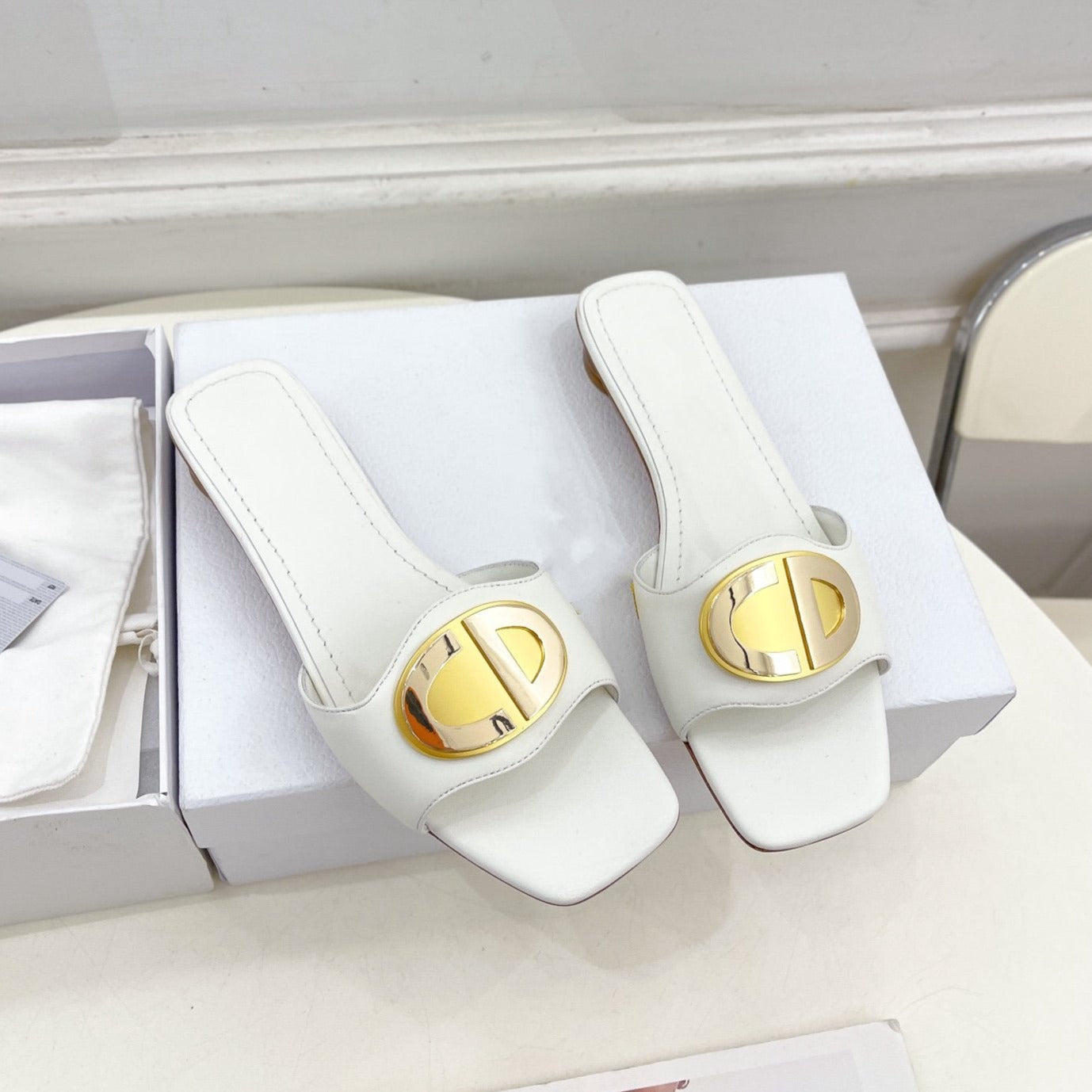 DIOR FOREVER HEELED 1.5CM WHITE