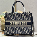DIOR MEDIUM BOOK TOTE 36 BLUE OBLIQUE EMBROIDERY