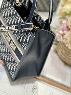DIOR SMALL BOOK TOTE 26 BLUE OBLIQUE EMBROIDERY