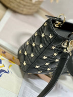 DIOR SMALL LADY 20 BUTTERFLY STUD BLACK LAMBSKIN