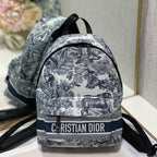DIOR TRAVEL BACKPACK 20CM WHITE BLUE OBLIQUE JACQUARD