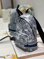 DIOR TRAVEL BACKPACK 20CM WHITE BLUE OBLIQUE JACQUARD