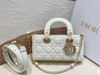 DIOR SMALL LADY D-JOY 22 WHITE LAMBSKIN